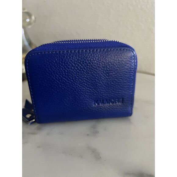 Kalmore Women’s Wallet Leather RFiD Blue Double Zipper NWOT - Picture 1 of 5